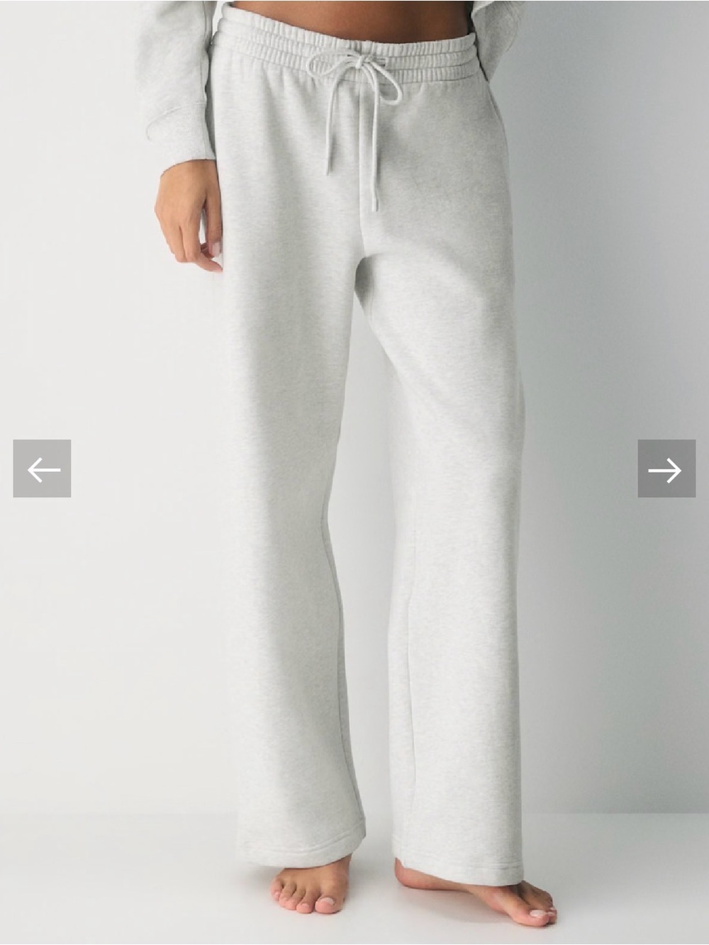 Aritzia Cozy Sweatfleece Boyfriend Wide Sweatpant in Heather Cloud White